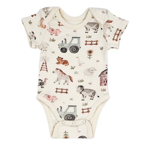 Organic Cotton Short Sleeve Baby Bodysuit, Dusty Organic Earthy Clothing